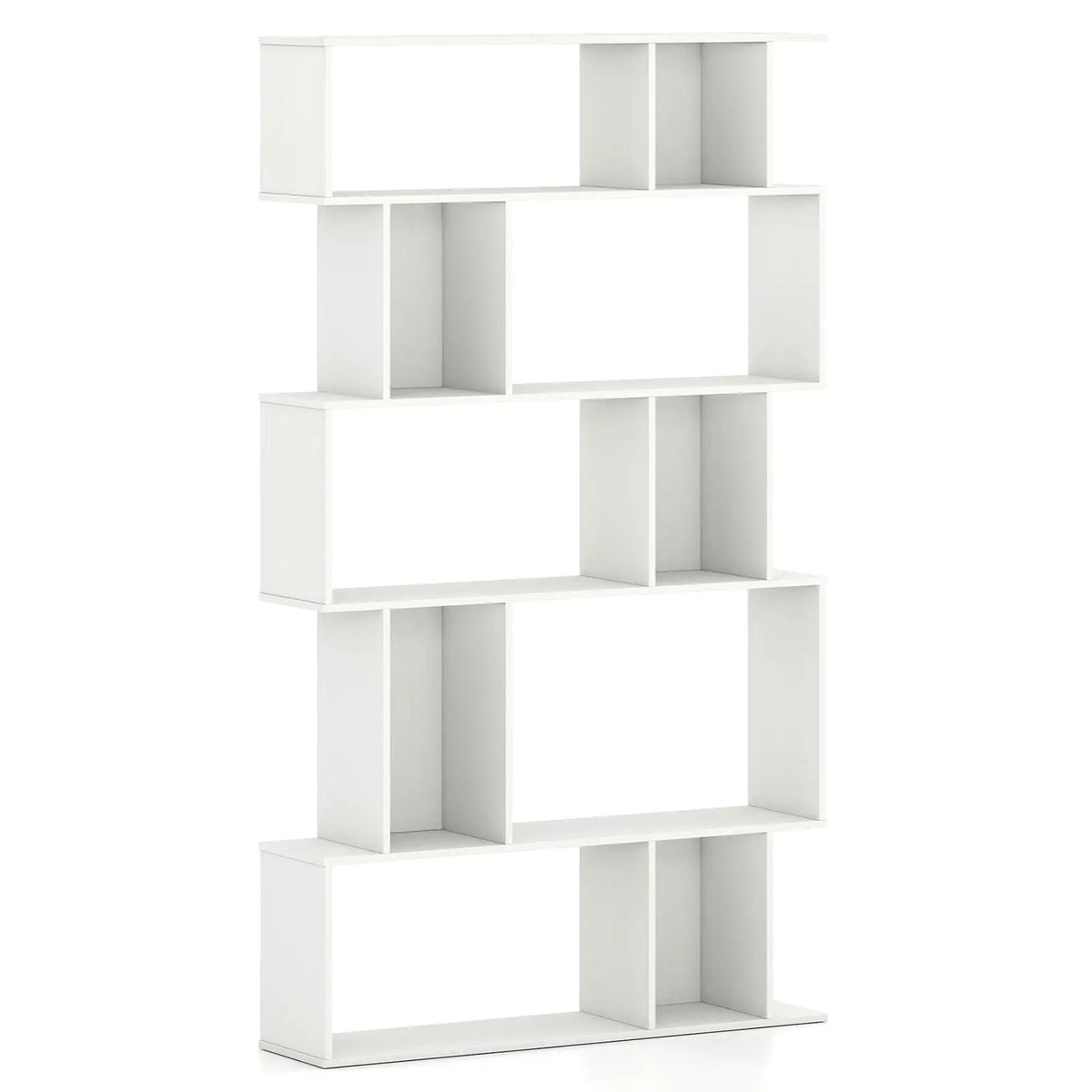 Geometric Bookshelf Set of 2 5-Tier Bookcase with Open Shelves and Closed-back Cubes by DirectDeals