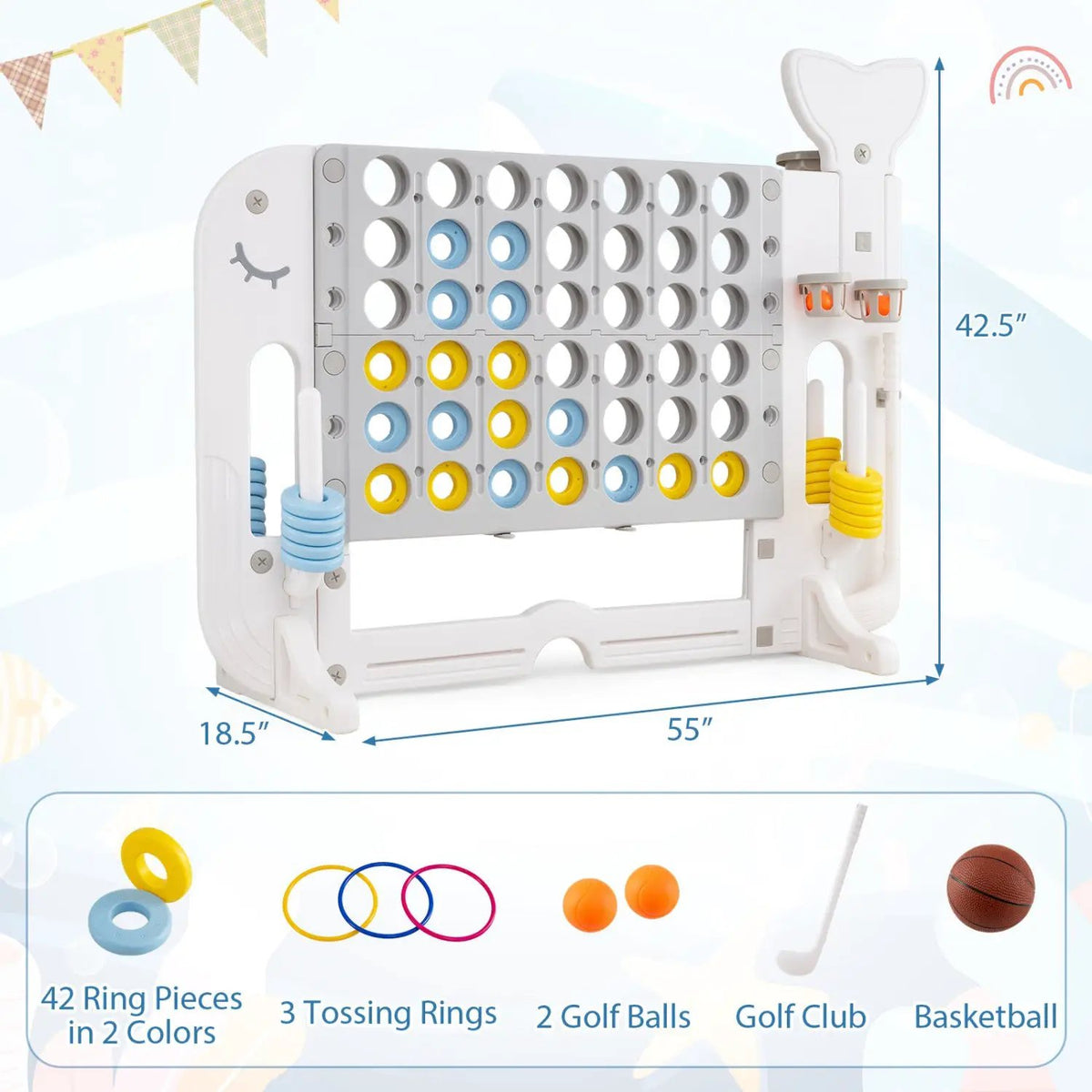 Giant 4-to-Score Game Set Jumbo Connect Four Game with Ring-toss by DirectDeals