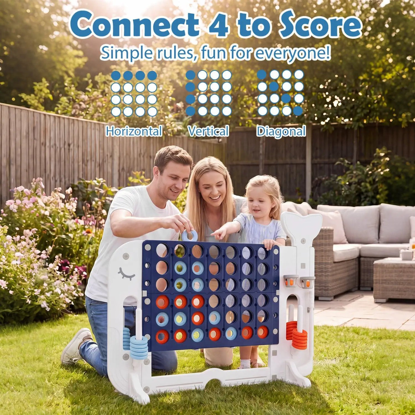 Giant 4-to-Score Game Set Jumbo Connect Four Game with Ring-toss by DirectDeals