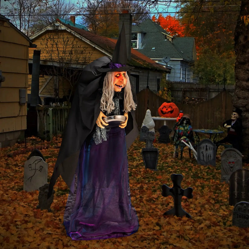 Giant Halloween Witch Decoration with LED Lights Widened Base Sound by DirectDeals