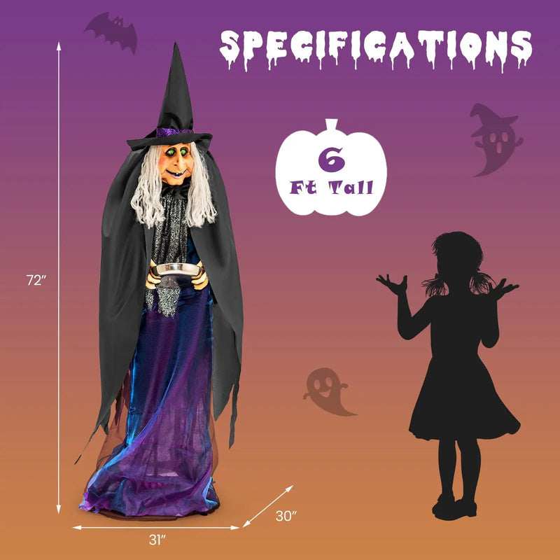 Giant Halloween Witch Decoration with LED Lights Widened Base Sound by DirectDeals