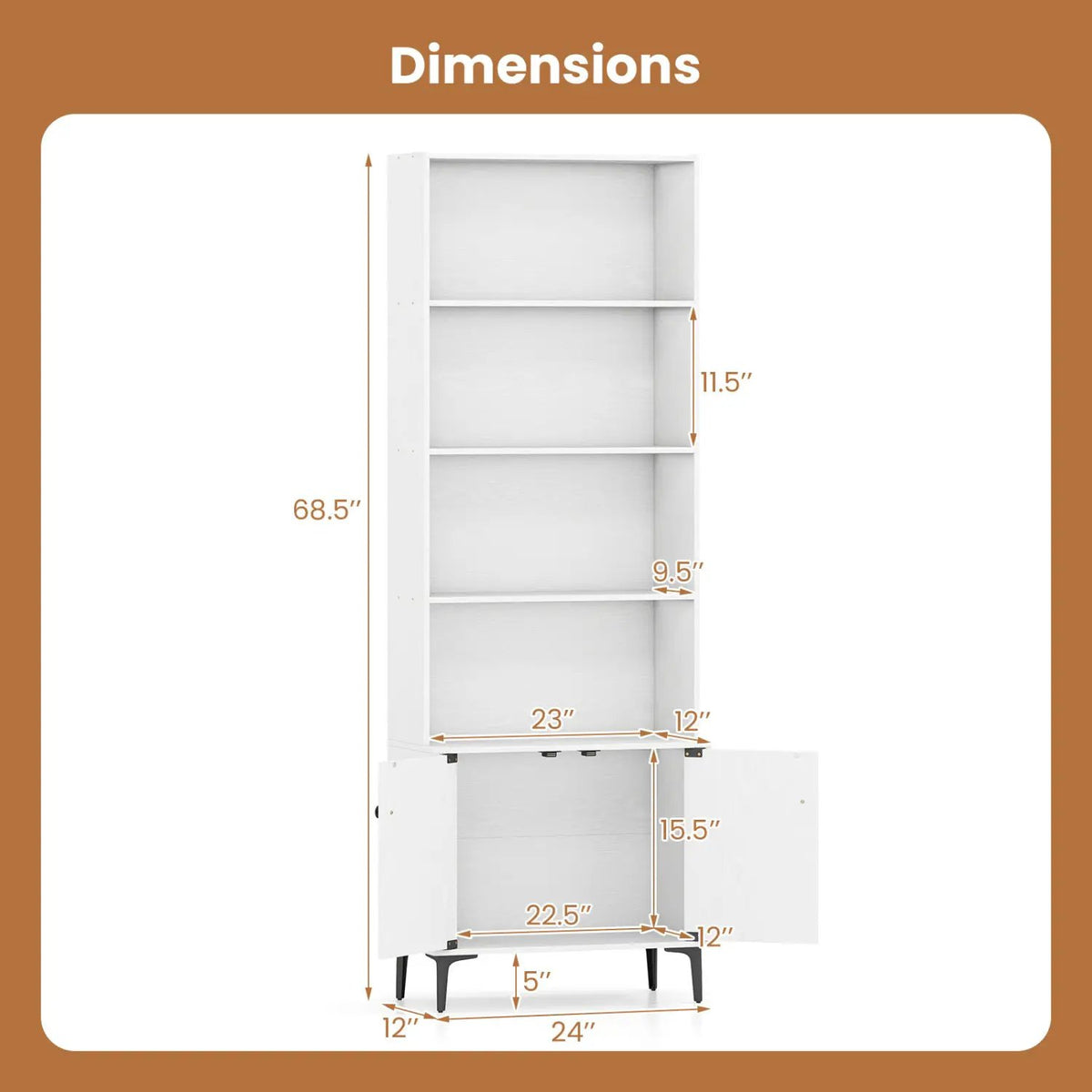 Giantex Bookshelf with Doors and 2 Anti-Tipping Kits for Home Office by DirectDeals
