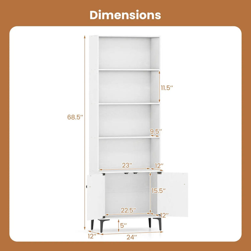 Giantex Bookshelf with Doors and 2 Anti-Tipping Kits for Home Office by DirectDeals