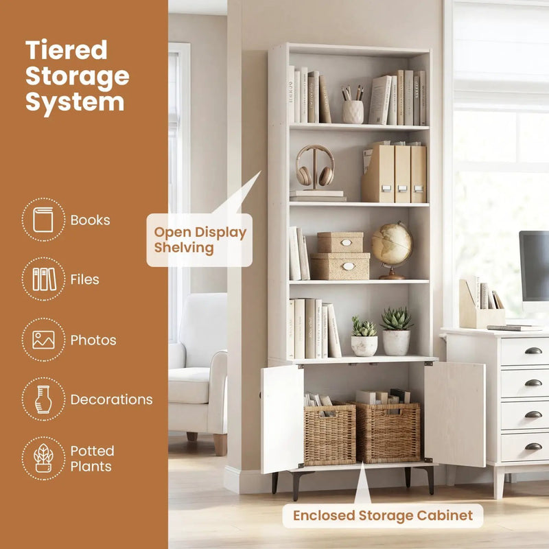 Giantex Bookshelf with Doors and 2 Anti-Tipping Kits for Home Office by DirectDeals