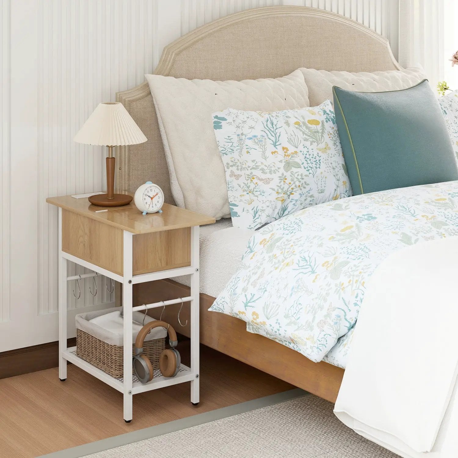 End Table with Charging Station USB Ports Outlets and Flip Top by DirectDeals