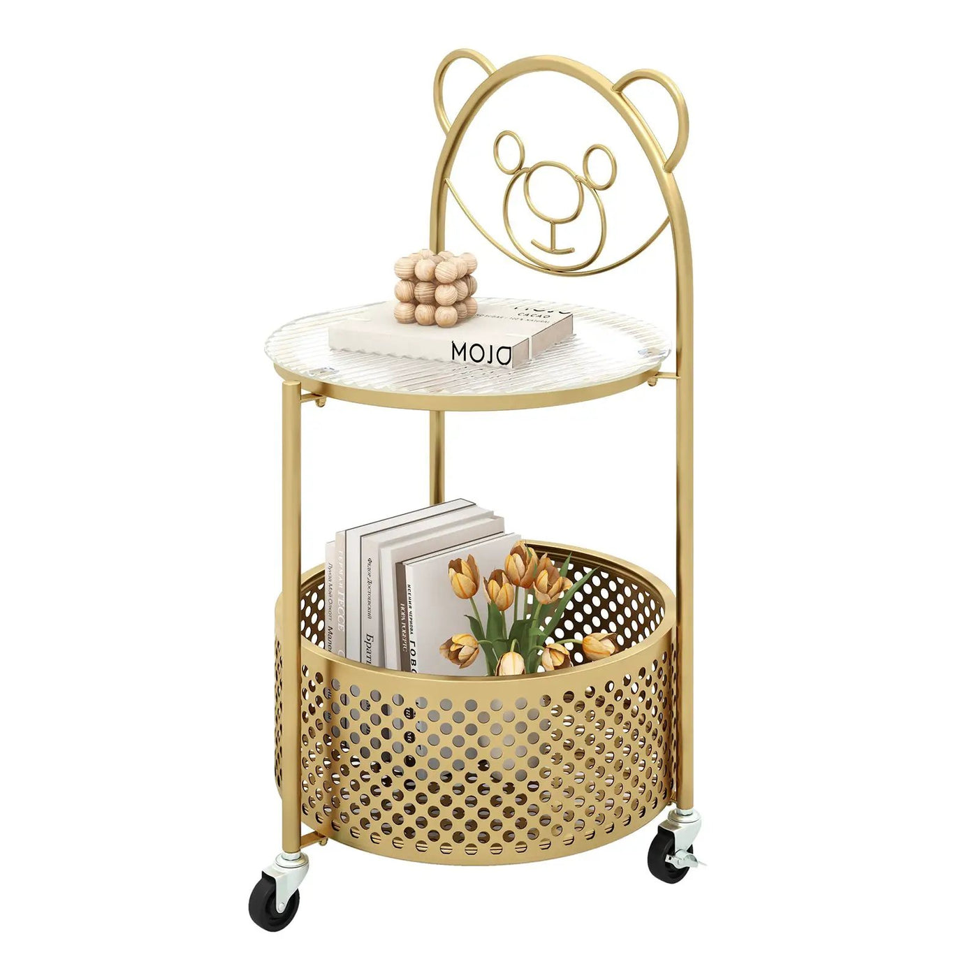Modern Sofa Side Table on Lockable Wheels for Living Room Bedroom Study by DirectDeals