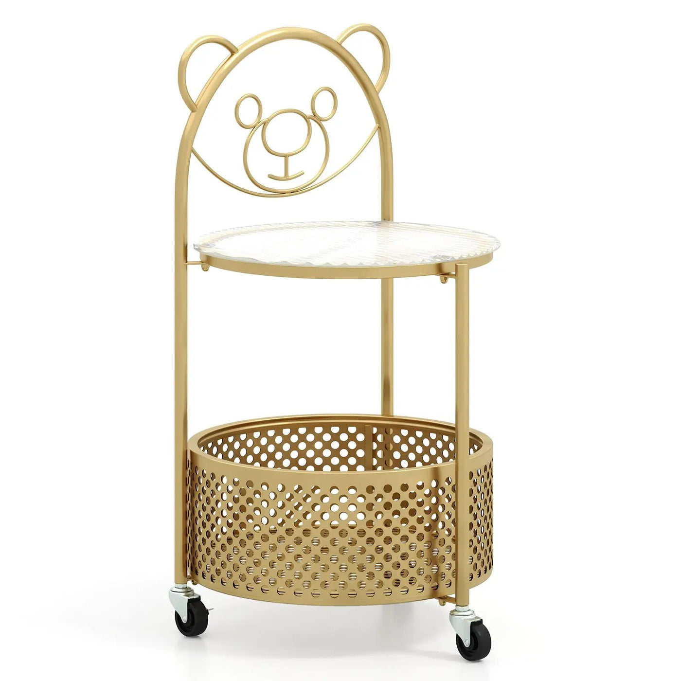 Modern Sofa Side Table on Lockable Wheels for Living Room Bedroom Study by DirectDeals