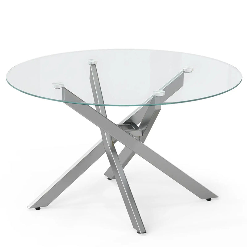 Glass Coffee Table Round Clear Center Table with Tempered Glass Top by DirectDeals