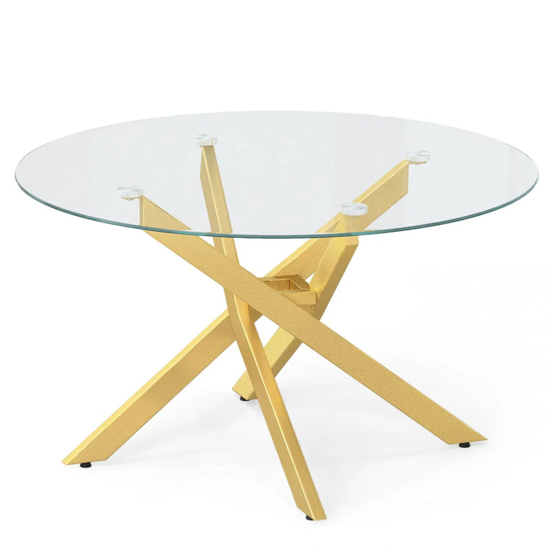 Glass Coffee Table Round Clear Center Table with Tempered Glass Top by DirectDeals