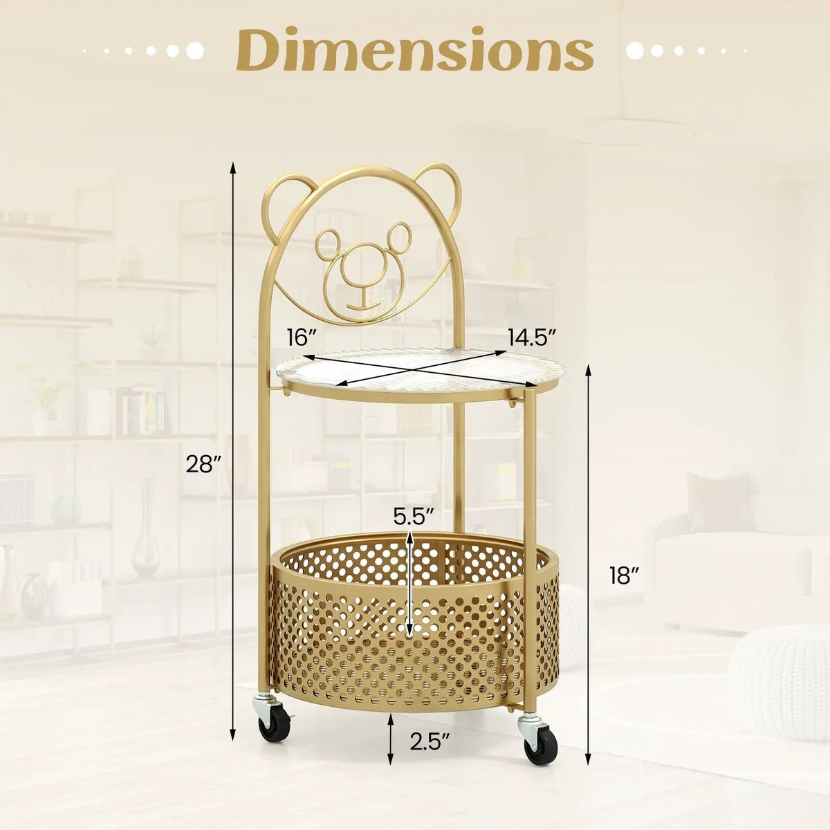 Modern Sofa Side Table on Lockable Wheels for Living Room Bedroom Study by DirectDeals