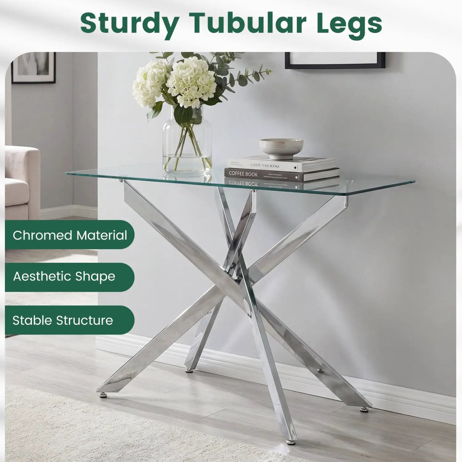Glass Console Table Modern Entryway Table with Clear Tempered Glass Top-Silver by DirectDeals