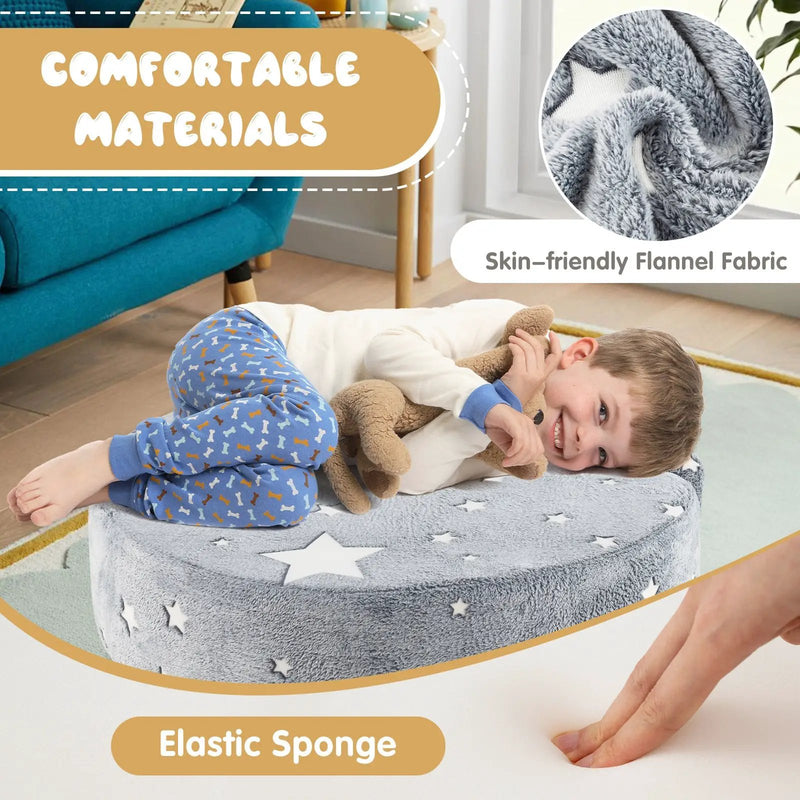 2-in-1 Convertible Glow in the Dark Kids Sofa with Removable Washable Cover-Gray by DirectDeals