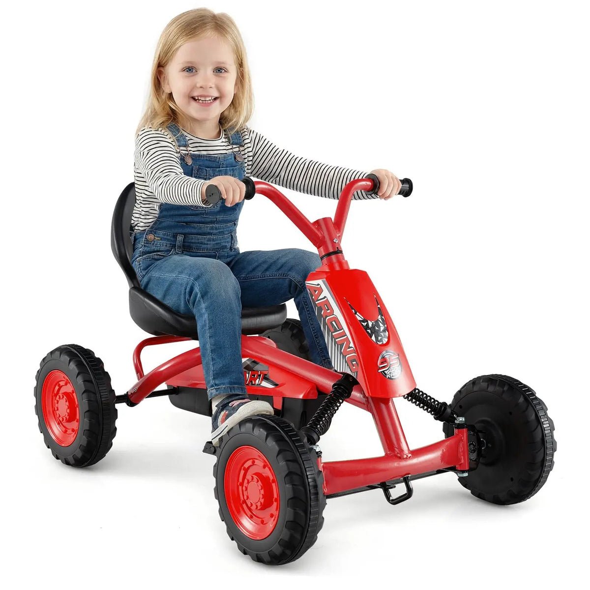 Go Kart for Kids 4 Wheel with Steering Handlebars and Adjustable Seat by DirectDeals