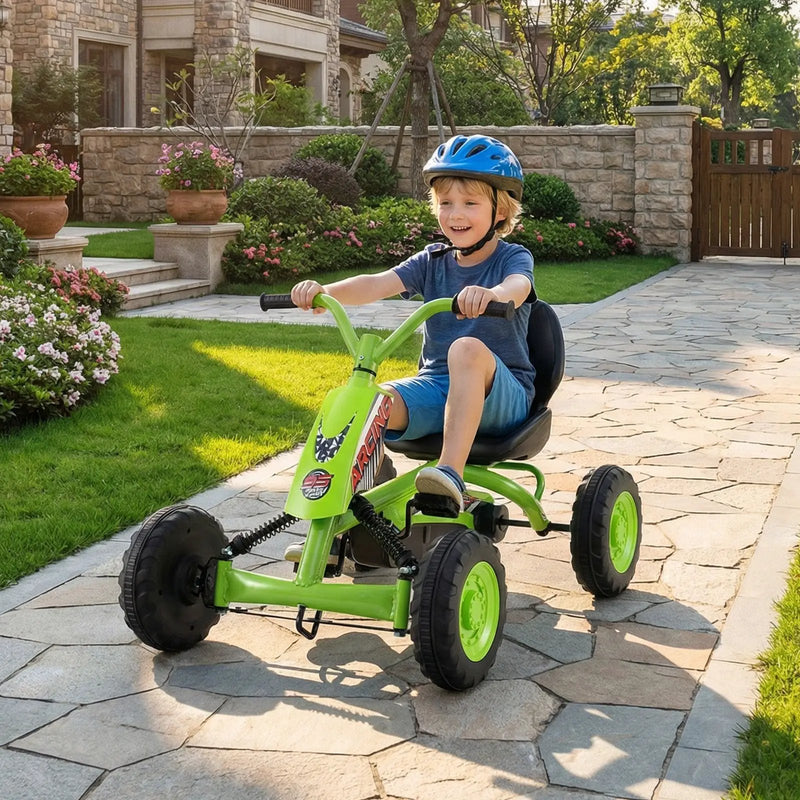 Go Kart for Kids 4 Wheel with Steering Handlebars and Adjustable Seat by DirectDeals