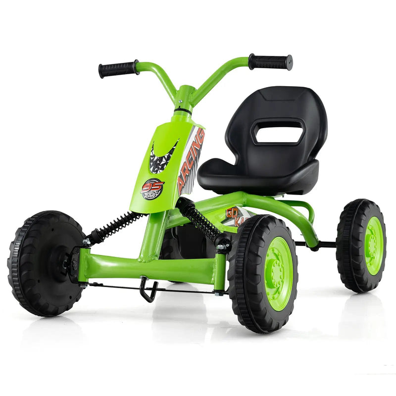 Go Kart for Kids 4 Wheel with Steering Handlebars and Adjustable Seat by DirectDeals