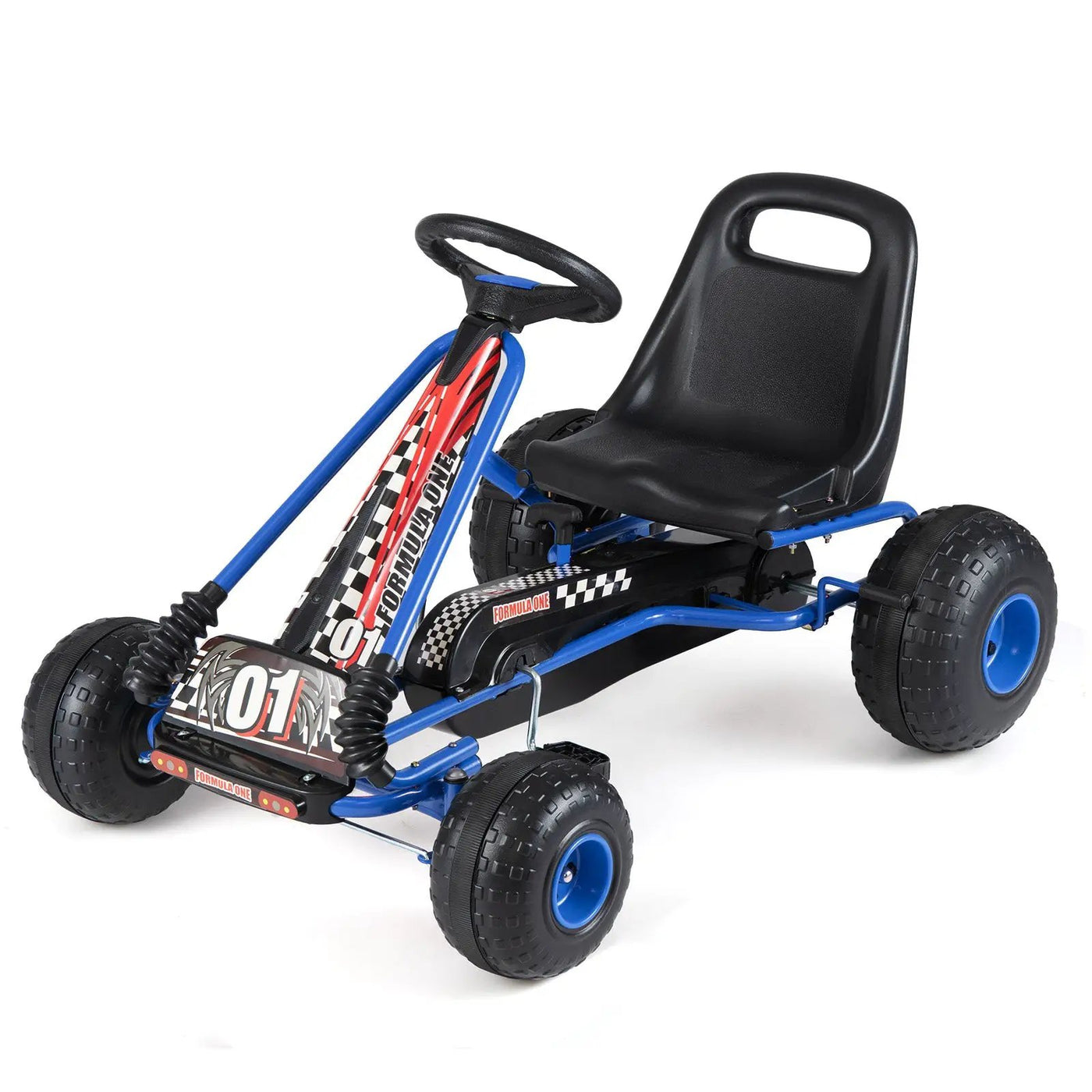 Go Kart for Kids 4 Wheels Pedal with Adjustable Seat and Multi-Terrain Wheels by DirectDeals