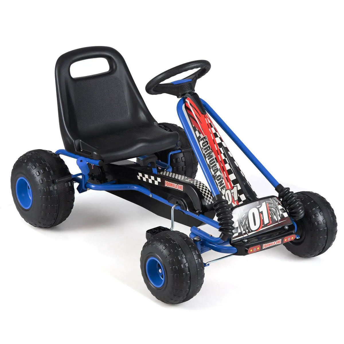 Go Kart for Kids 4 Wheels Pedal with Adjustable Seat and Multi-Terrain Wheels by DirectDeals
