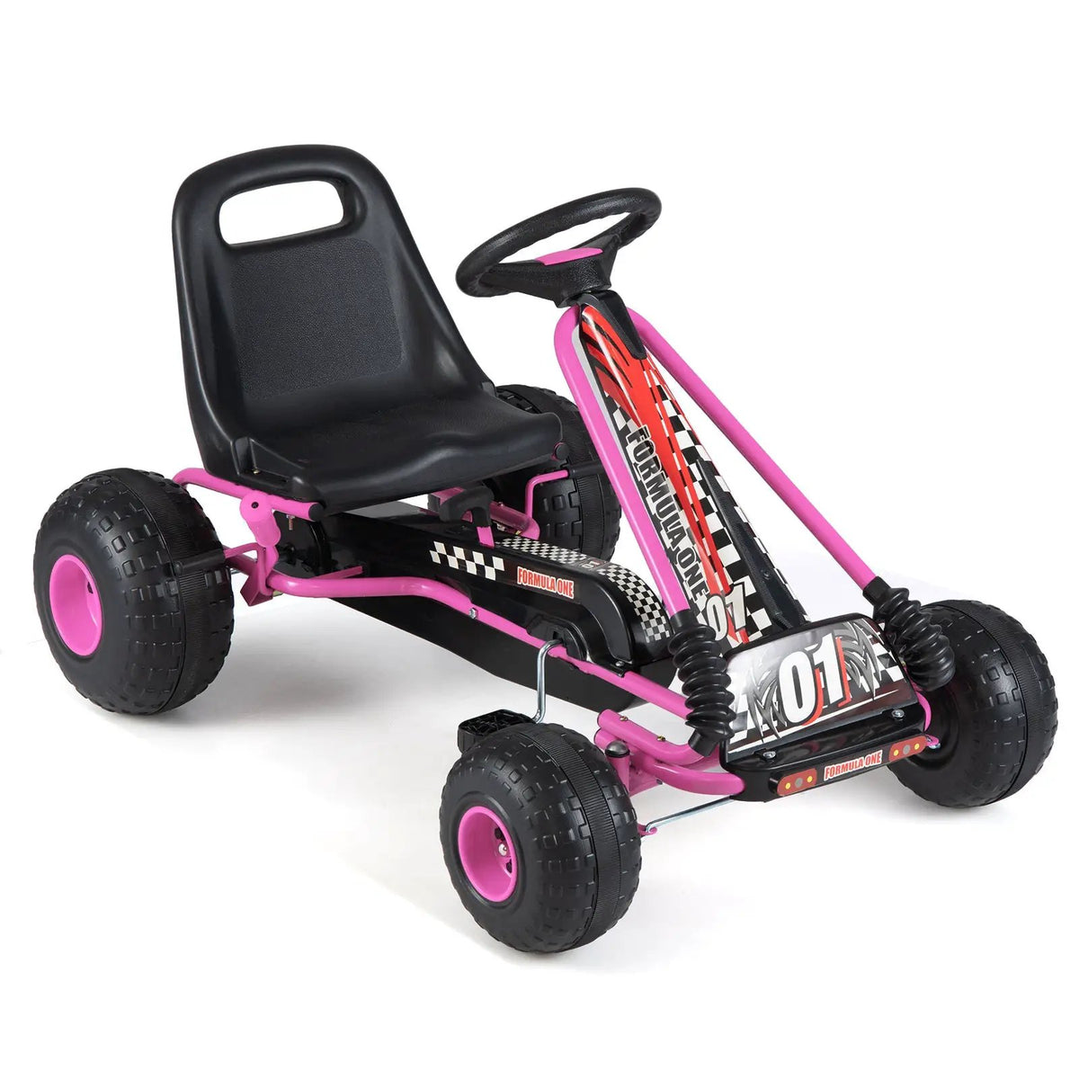 Go Kart for Kids 4 Wheels Pedal with Adjustable Seat and Multi-Terrain Wheels by DirectDeals