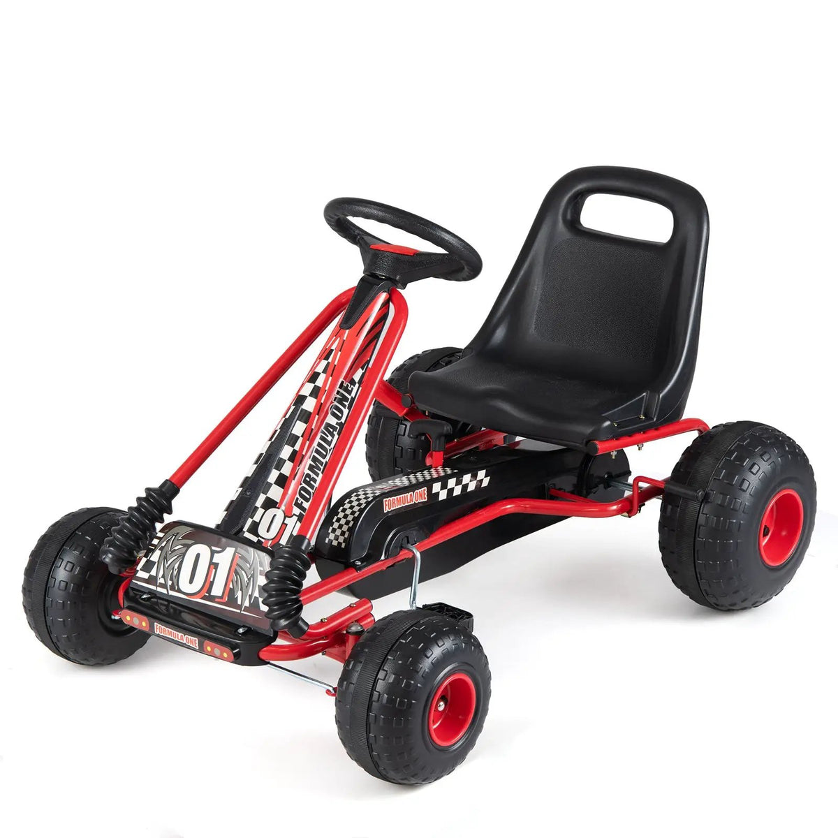 Go Kart for Kids 4 Wheels Pedal with Adjustable Seat and Multi-Terrain Wheels by DirectDeals