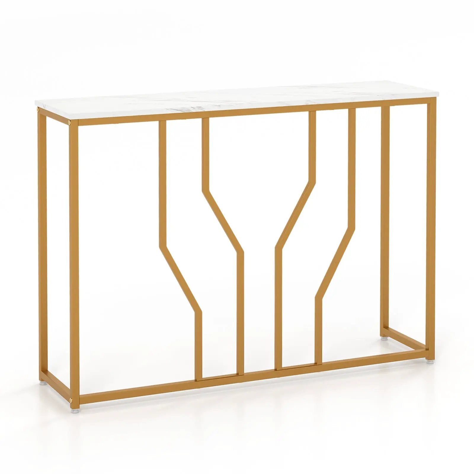 44 Inch Modern White Entryway Table with Faux Marble Tabletop-White by DirectDeals