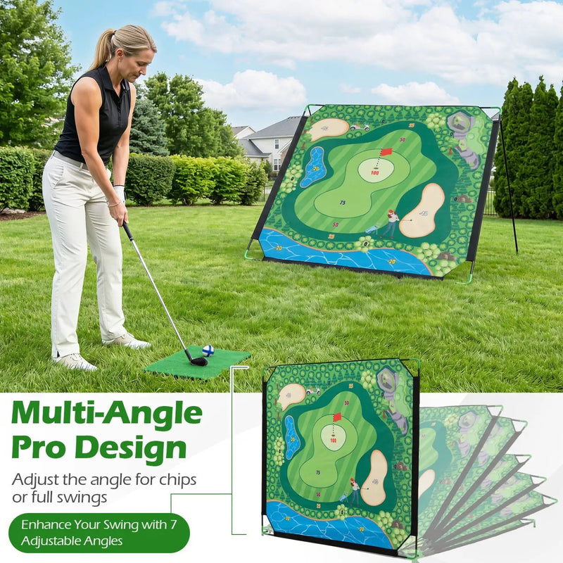 Golf Chipping Practice Net 71x71 Inch with Clubs and Balls by DirectDeals