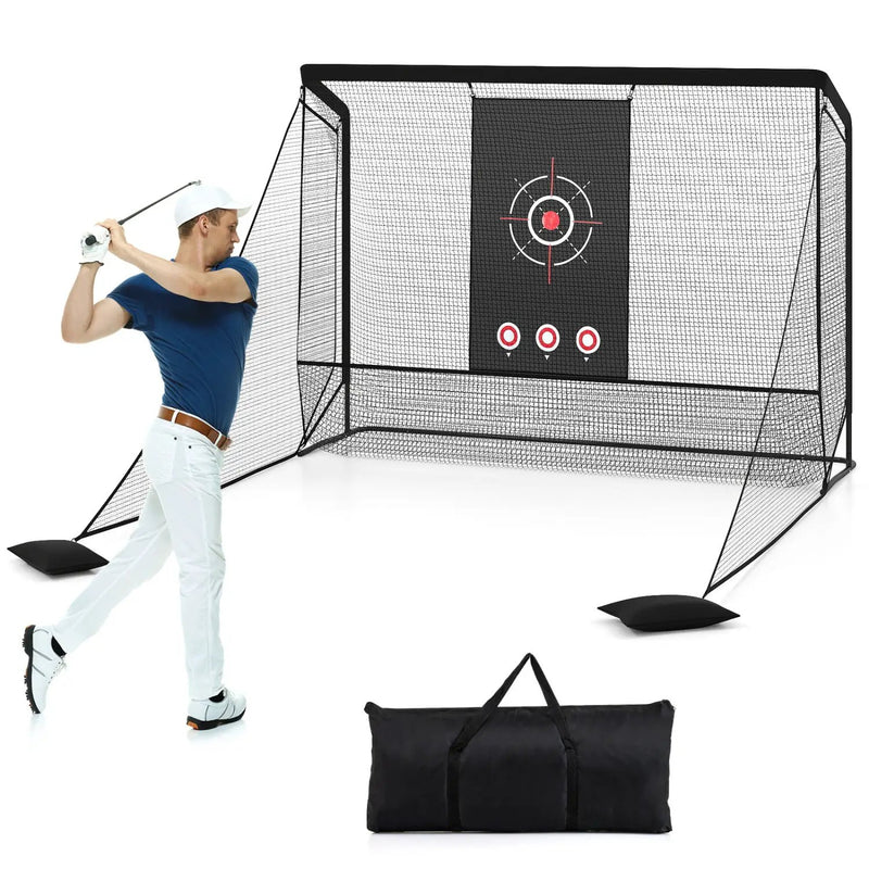 Golf Practice Hitting Net Golf Cage with Dual Side Barriers Target Cloth Metal Frame by DirectDeals