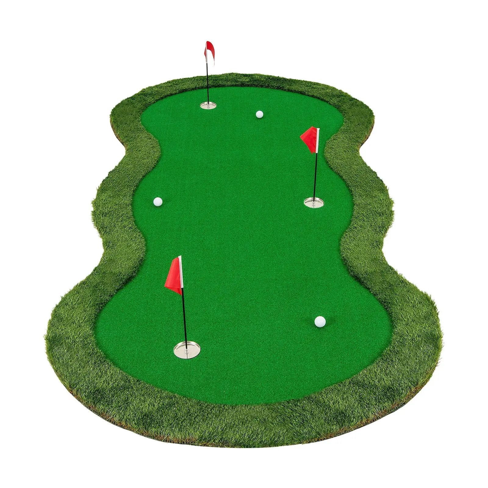 5 x 10 Feet Golf Practice Putting Green Mat with 3 Holes and Golf Balls for Home Office Backyard by DirectDeals