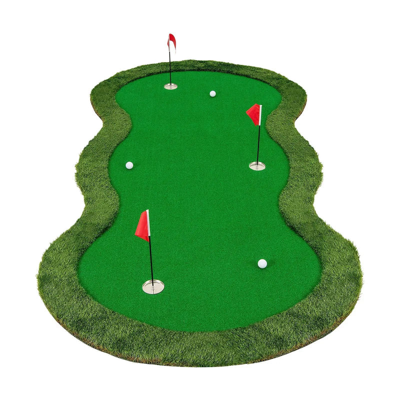 5 x 10 Feet Golf Practice Putting Green Mat with 3 Holes and Golf Balls for Home Office Backyard by DirectDeals