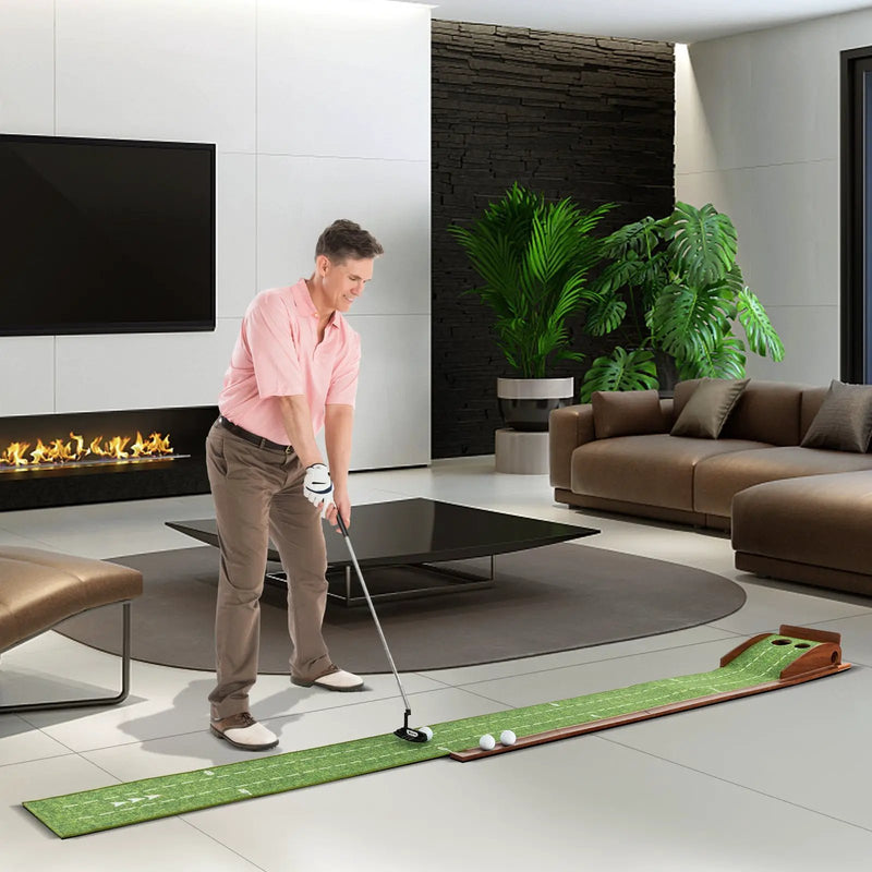 Golf Putting Mat Practice Training Aid with Auto Ball Return and by DirectDeals