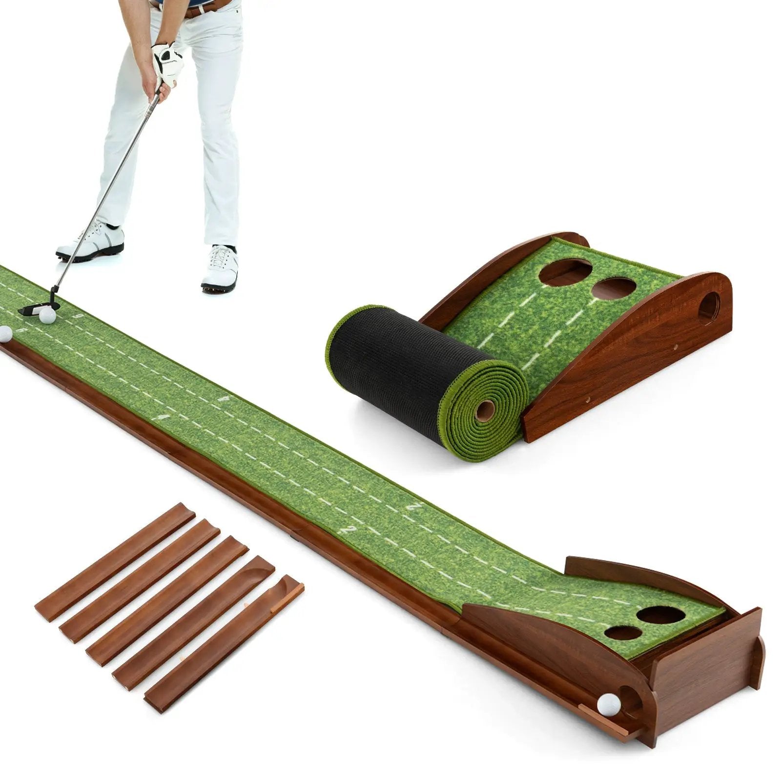 Golf Putting Mat Practice Training Aid with Auto Ball Return and by DirectDeals