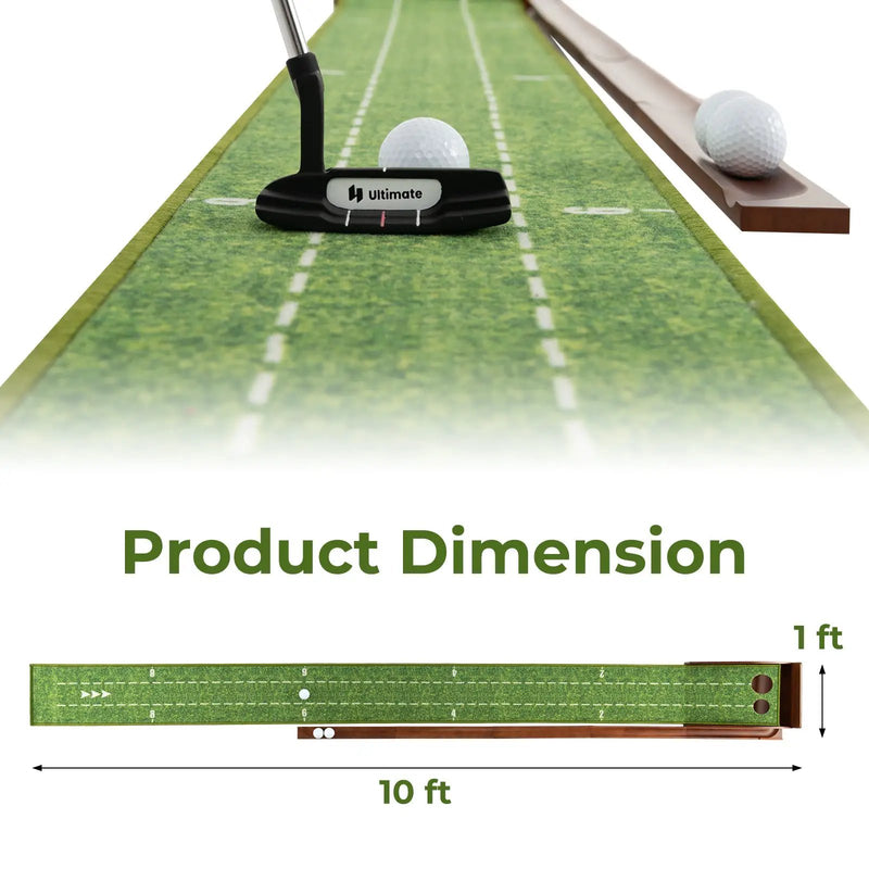 Golf Putting Mat with Auto Ball Return - 10 ft by DirectDeals