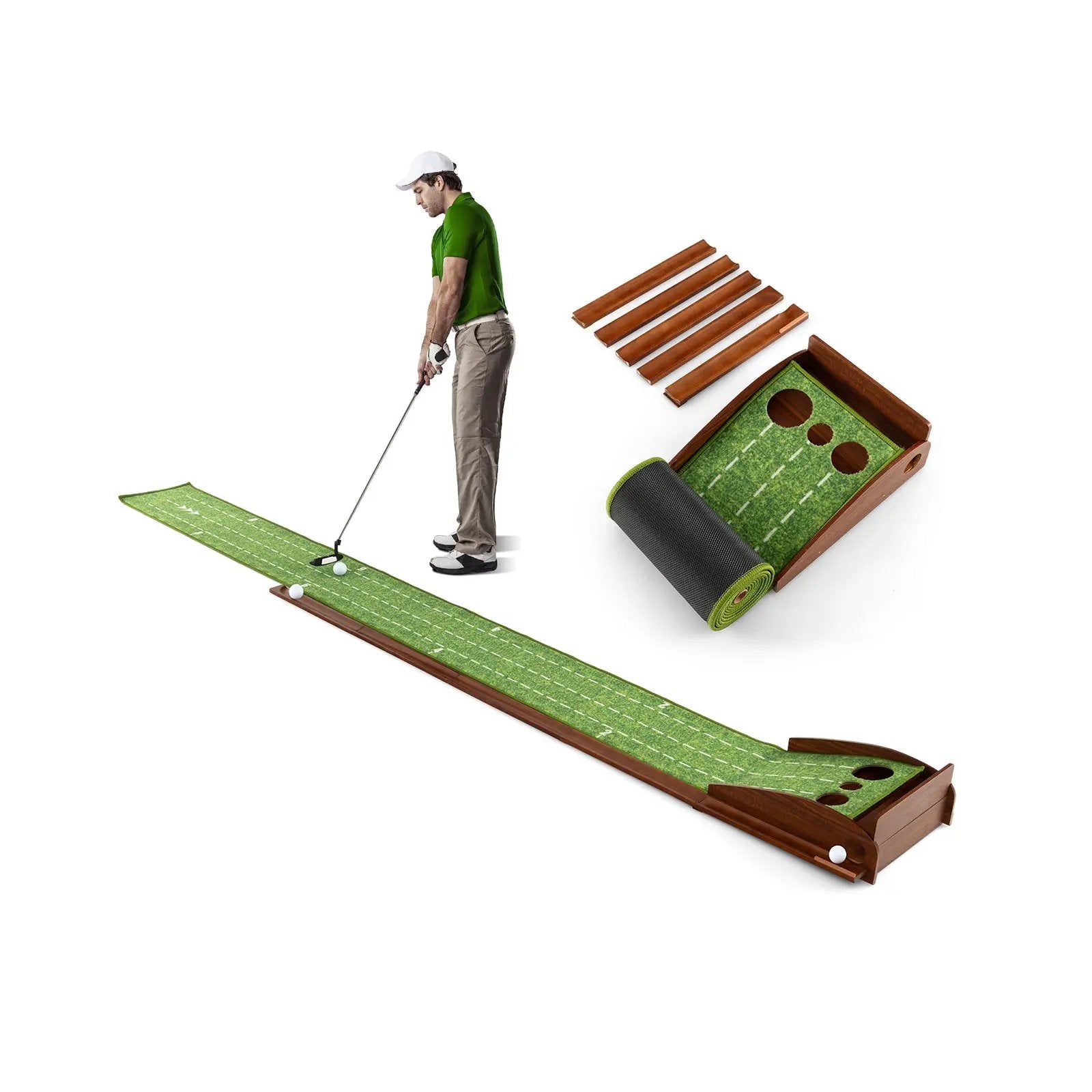 Golf Putting Mat Practice Training Aid with Auto Ball Return and by DirectDeals