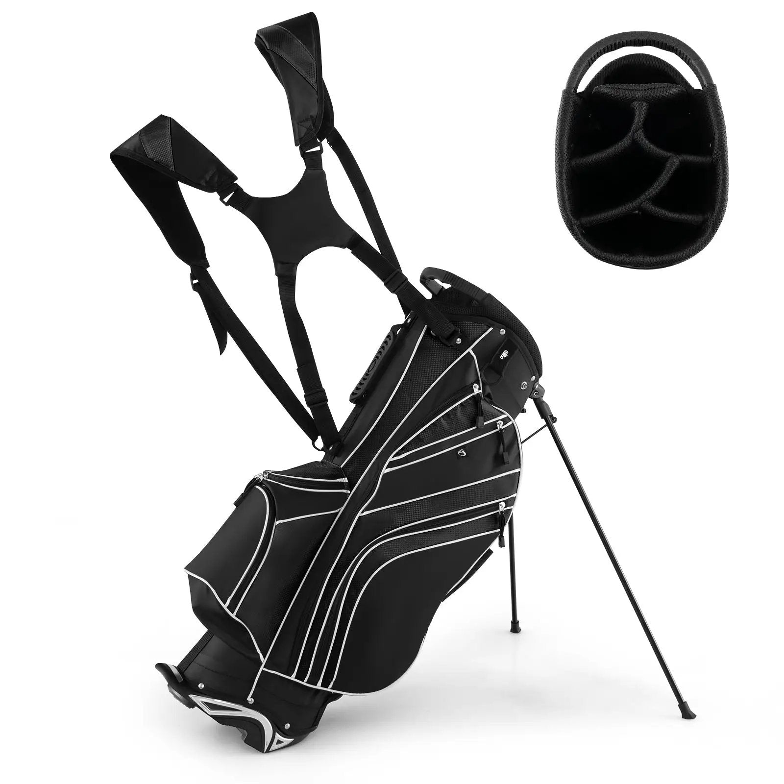 Golf Stand Cart Bag with 6-Way Divider Carry Pockets by DirectDeals