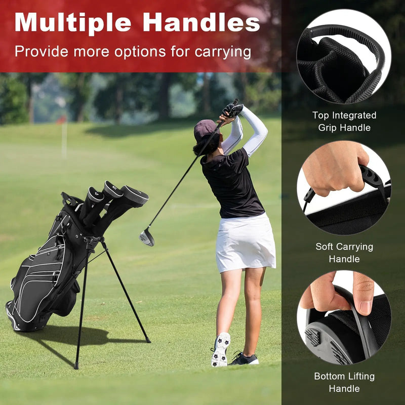Golf Stand Cart Bag with 6-Way Divider Carry Pockets by DirectDeals