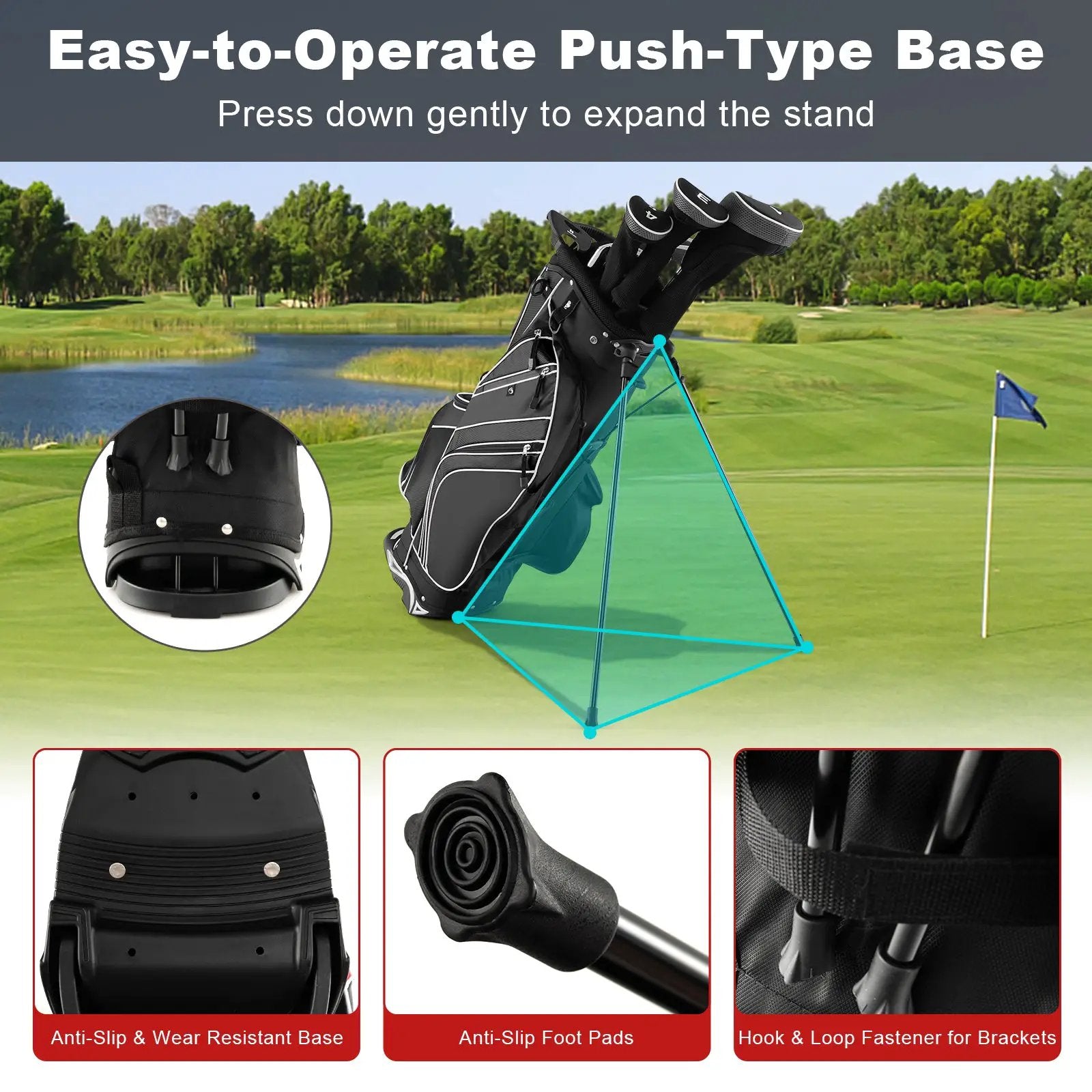 Golf Stand Cart Bag with 6-Way Divider Carry Pockets by DirectDeals
