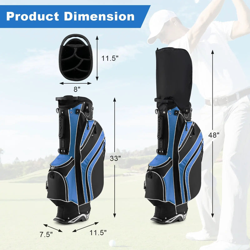 Golf Stand Cart Bag with 6-Way Divider Carry Pockets by DirectDeals