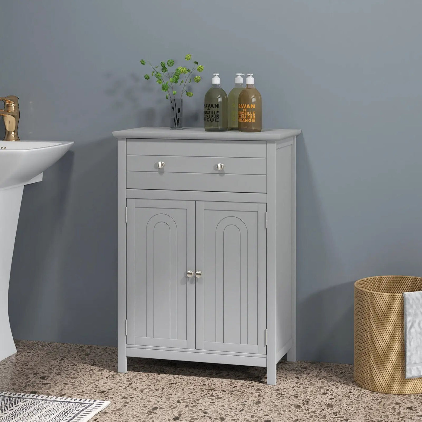 Free Standing Bathroom Storage Cabinet with Large Drawer by DirectDeals