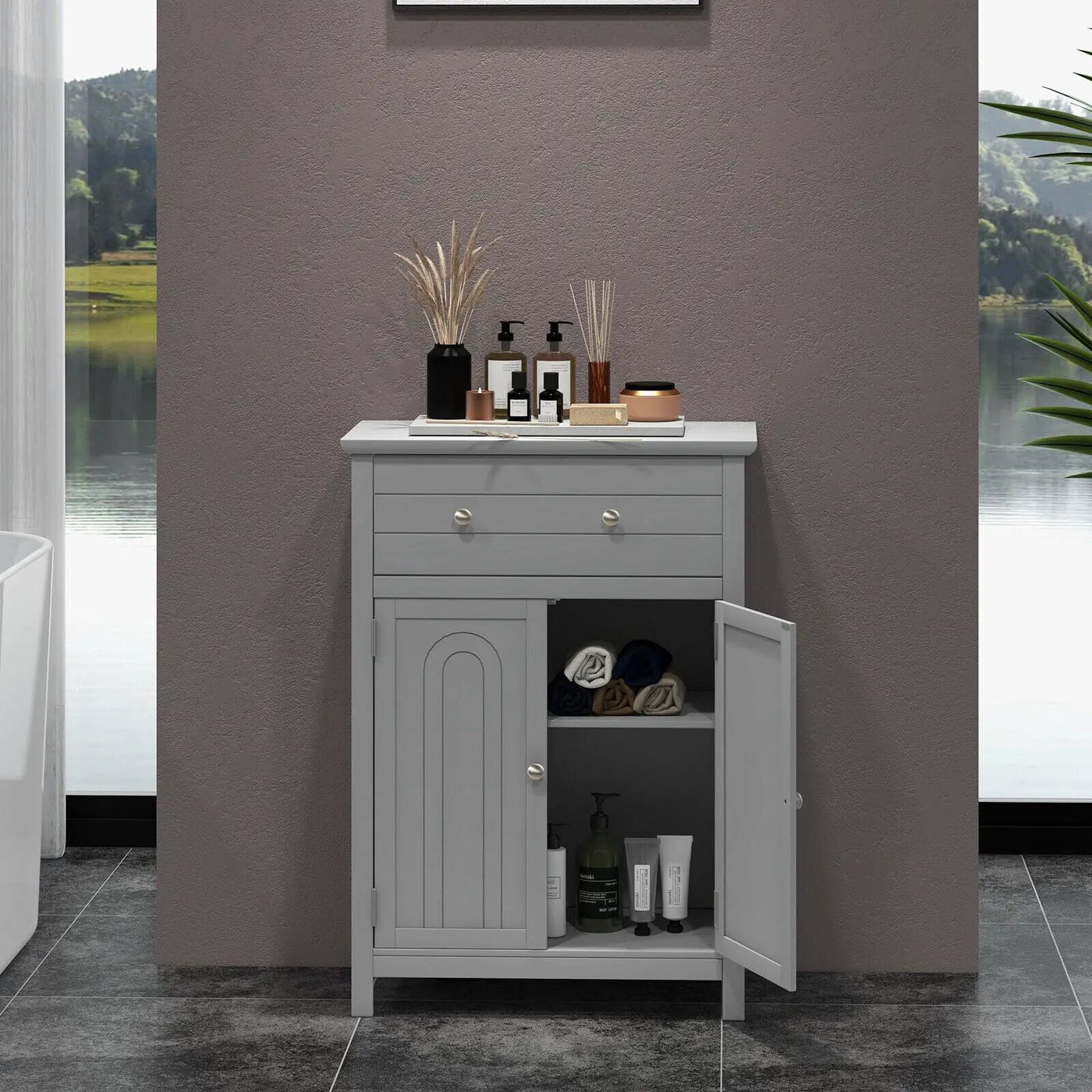 Free Standing Bathroom Storage Cabinet with Large Drawer by DirectDeals