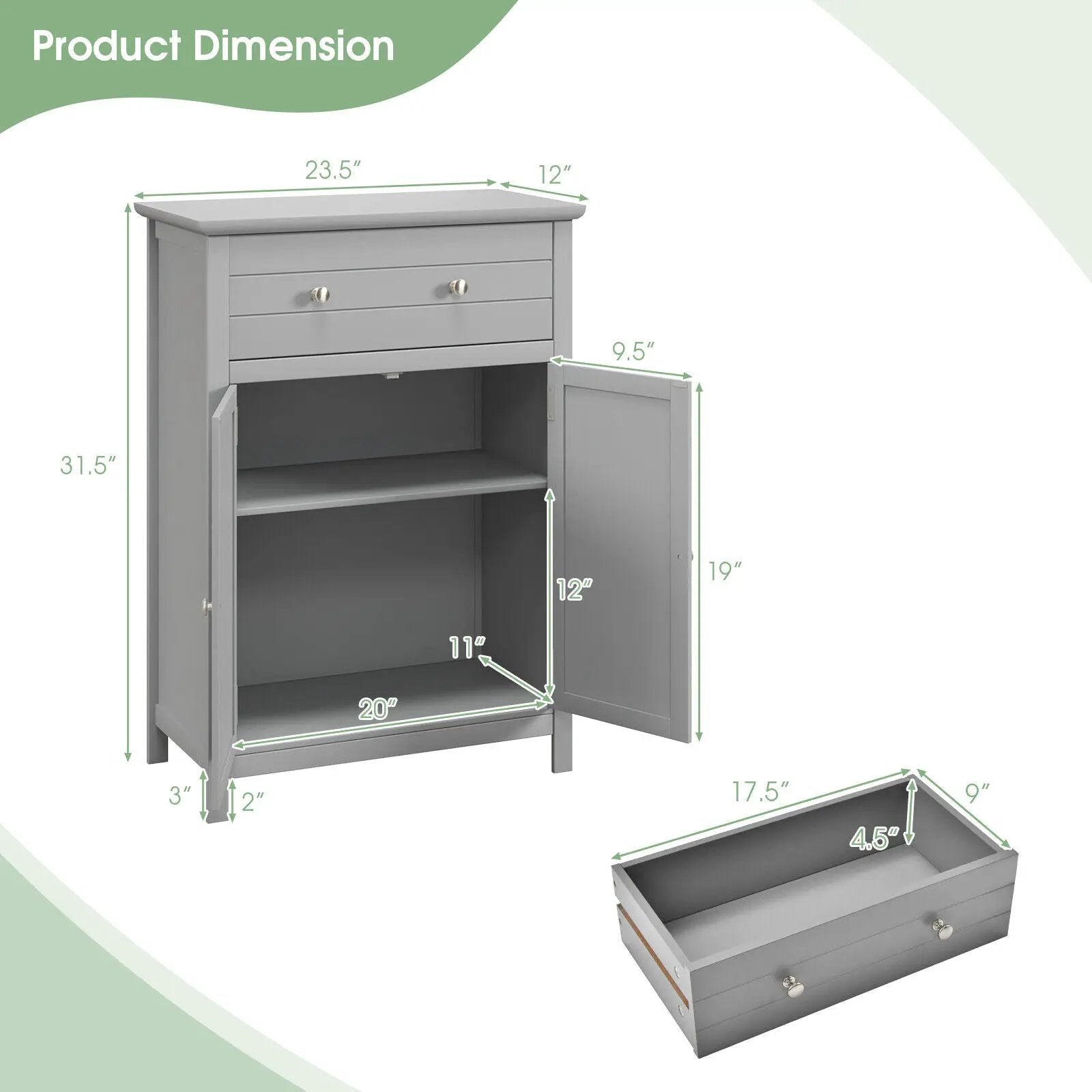Free Standing Bathroom Storage Cabinet with Large Drawer by DirectDeals