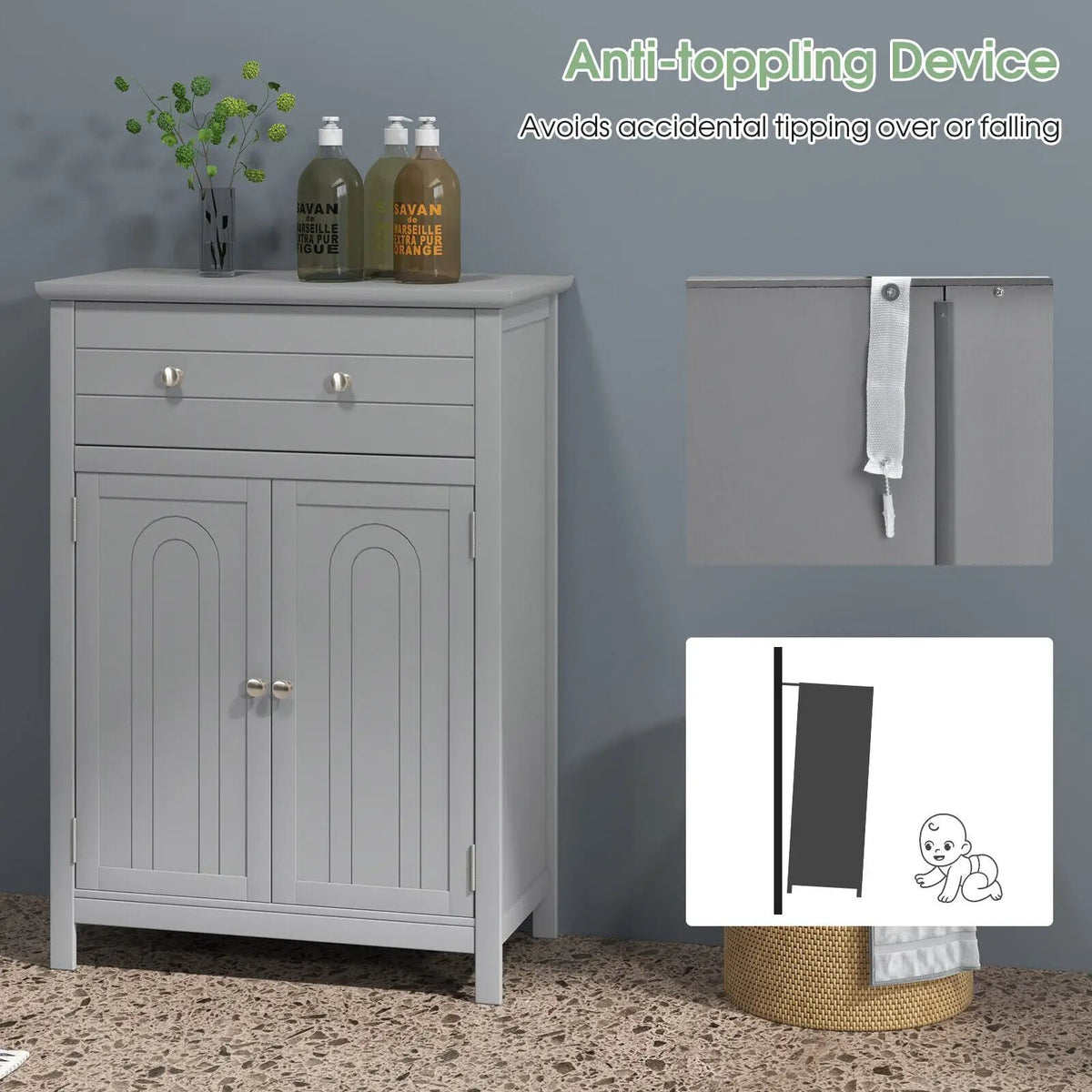 Free Standing Bathroom Storage Cabinet with Large Drawer by DirectDeals