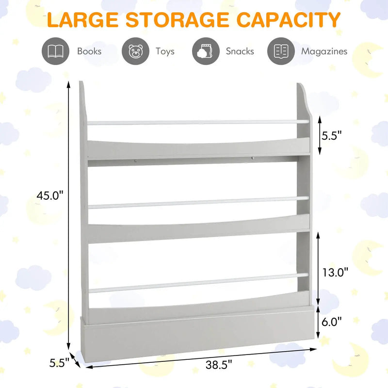 3-Tier Bookshelf with 2 Anti-Tipping Kits for Books and Magazines by DirectDeals