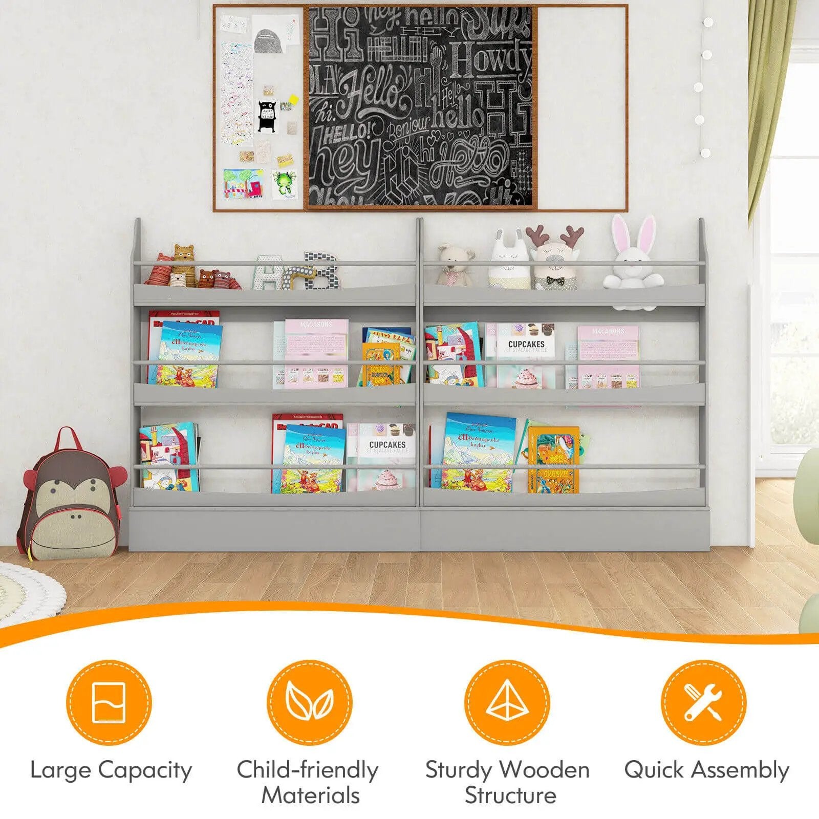 3-Tier Bookshelf with 2 Anti-Tipping Kits for Books and Magazines by DirectDeals