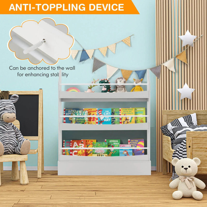 3-Tier Bookshelf with 2 Anti-Tipping Kits for Books and Magazines by DirectDeals
