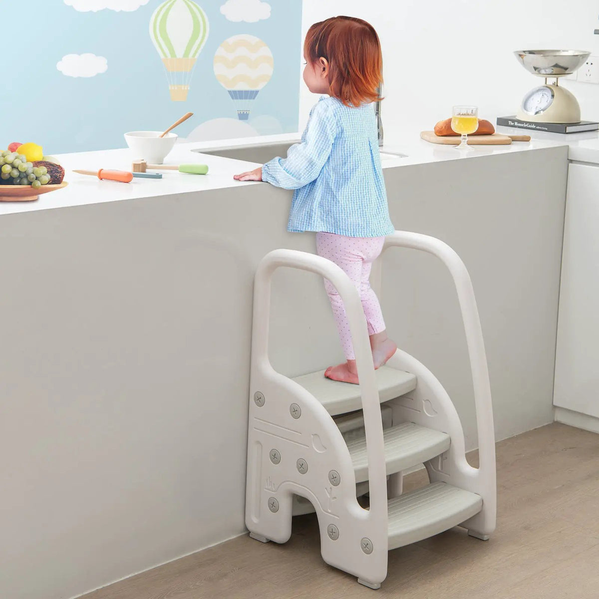 3-Step Stool with Safety Handles and Non-slip Pedals for Toddlers by DirectDeals
