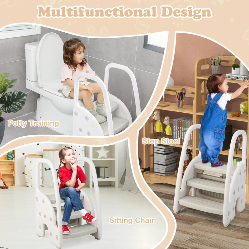 3-Step Stool with Safety Handles and Non-slip Pedals for Toddlers by DirectDeals