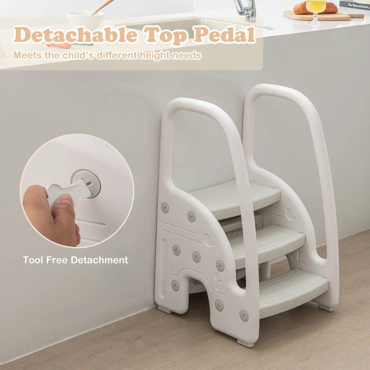 3-Step Stool with Safety Handles and Non-slip Pedals for Toddlers by DirectDeals