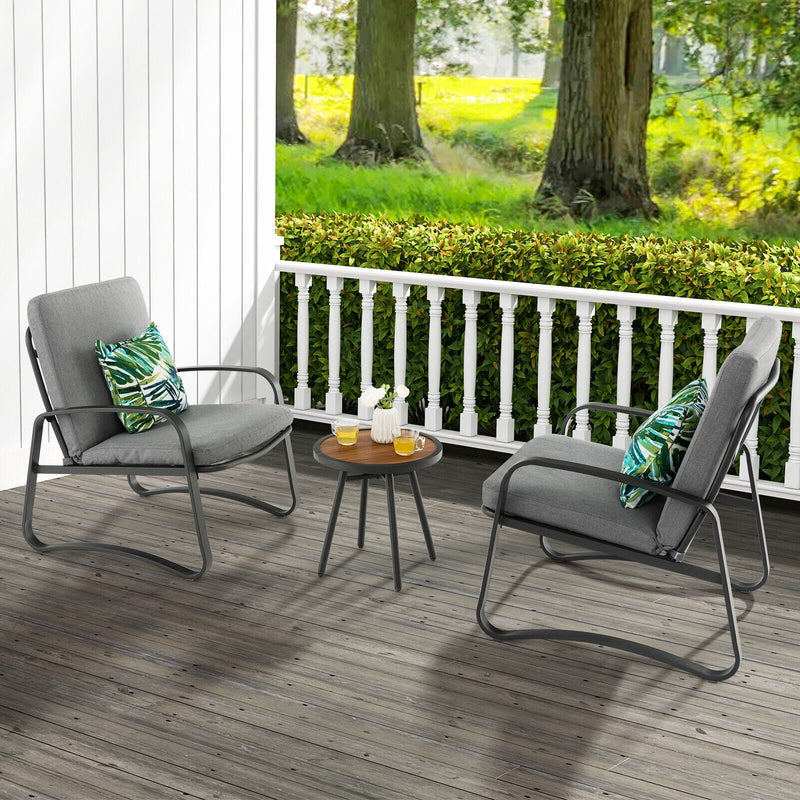 3 Pieces Patio Bistro Conversation Set with Waterproof DPC Tabletop by DirectDeals