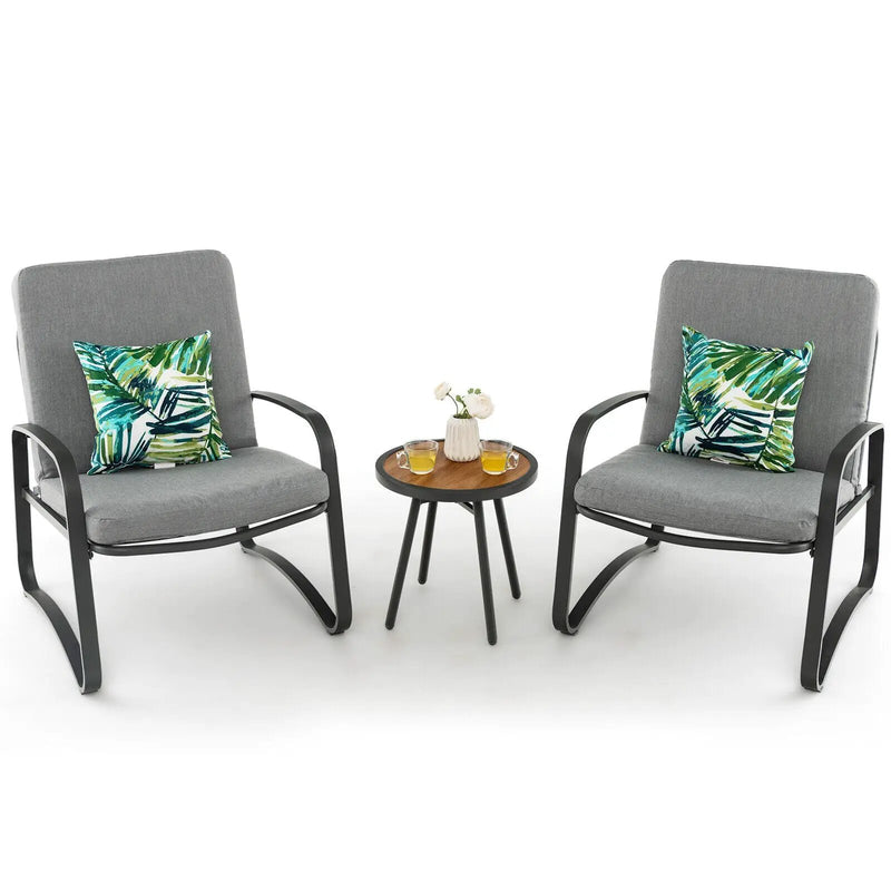 3 Pieces Patio Bistro Conversation Set with Waterproof DPC Tabletop by DirectDeals