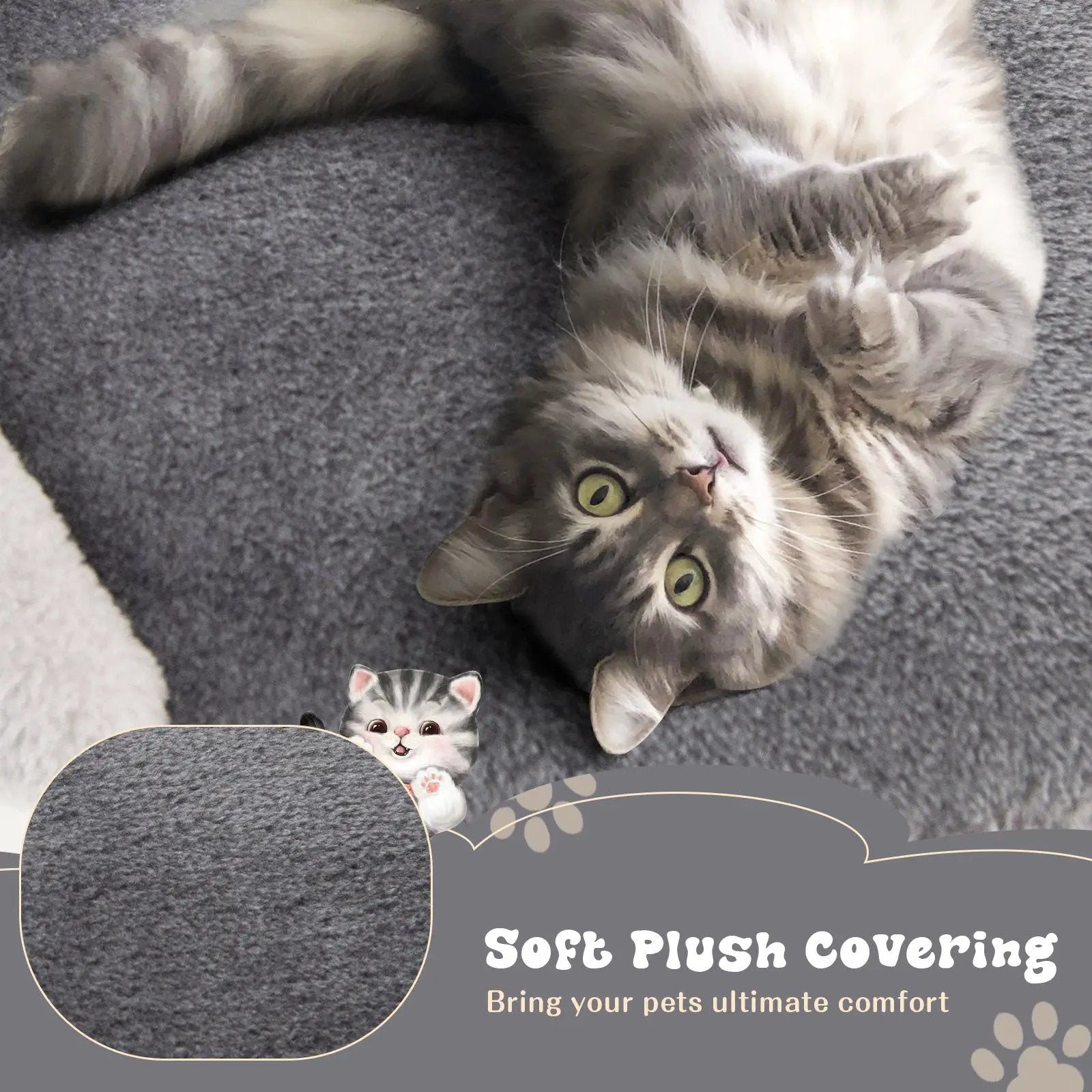 40 Inch Cat Tree Tower Multi-Level Activity Tree with 2-Tier Cat-Hole Condo-Gray by DirectDeals