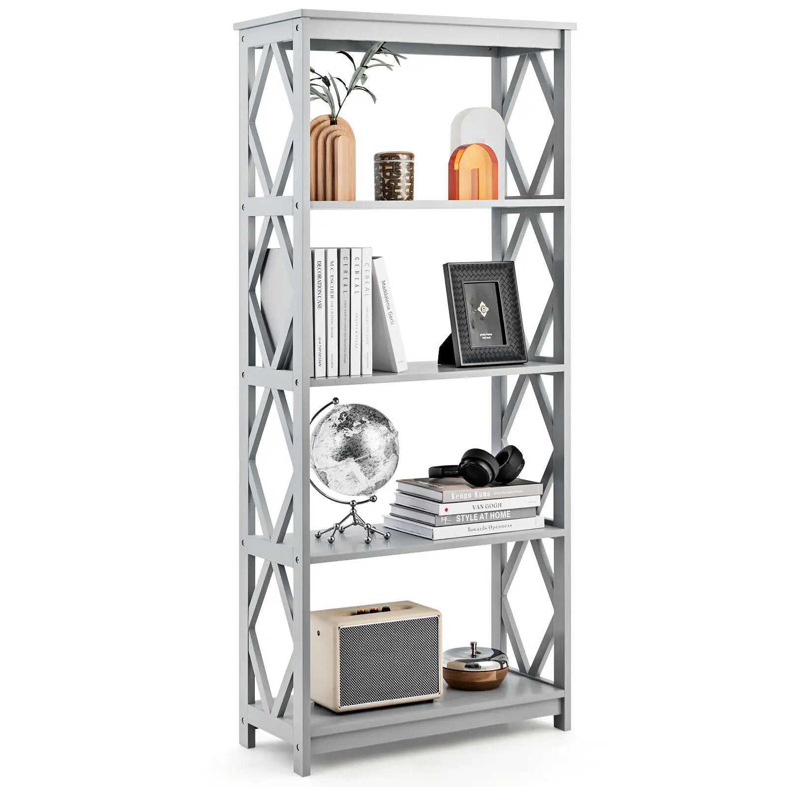 5-Tier Modern Freestanding Bookcase with Open Shelves by DirectDeals